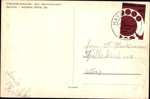Ak Havelte Drenthe Niederlande, Vakantie-centrum Het Meeuwenveen