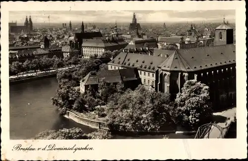 Ak Wrocław Breslau Schlesien, Stadt von der Dominsel gesehen