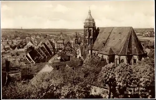 Ak Pirna Sächs. Schweiz, Panorama, Kirche