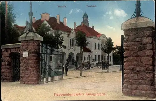 Ak Königsbrück in der Oberlausitz, Truppenübungsplatz, Wache, Postamt