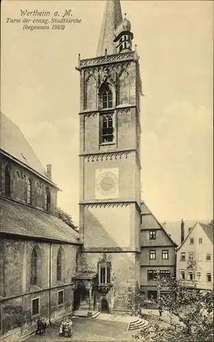 Ak Wertheim am Main, Ev. Stadtkirche, Turm