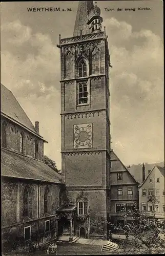 Ak Wertheim am Main, Turm der evangelischen Kirche