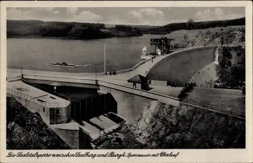 Ak Saalburg in Thüringen, Burgk, Saaletalsperre, Sperrmauer mit Überlauf