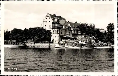 Ak Saalburg in Thüringen, Talsperre, Gasthaus, Boote