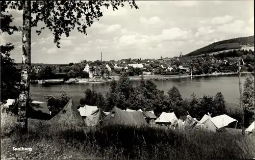 Ak Saalburg in Thüringen, Stausee, Bleilochtalsperre, Zeltplatz am Saalburger Bad