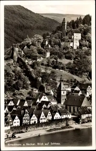 Ak Hirschhorn am Neckar Hessen, Teilansicht der Stadt mit Schloss