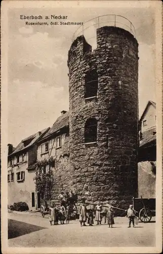 Ak Eberbach am Neckar Odenwald Baden, Rosenturm, östl. Stadtmauer