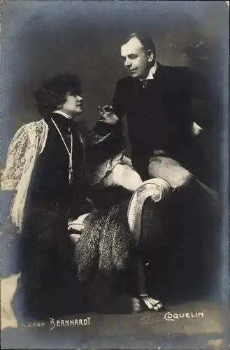 Ak Schauspieler Sarah Bernhardt und Coquelin, Portrait