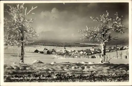 Ak Boží Dar Gottesgab Erzgebirge Region Karlsbad, Panorama im Winter