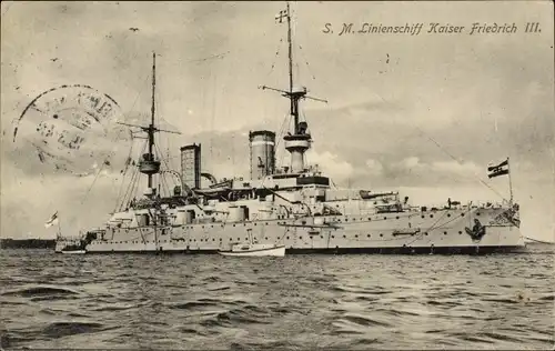 Ak Deutsches Kriegsschiff, SM Linienschiff Kaiser Friedrich III., Kaiserliche Marine