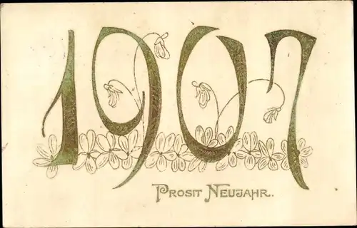 Glückwunsch Neujahr Jahreszahl Ak Prosit Neujahr 1907