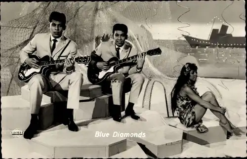 Ak Doo Wop Duo Blue Diamonds, Portrait mit Gitarren, Ramona, Rag Mop