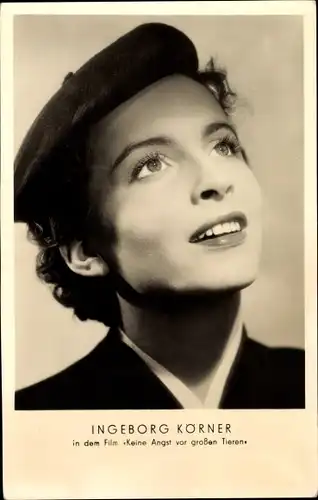 Ak Schauspielerin Ingeborg Körner, Portrait, Keine Angst vor großen Tieren