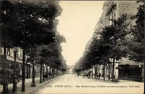 Ak Paris XVI Passy, Rue Michel Ange