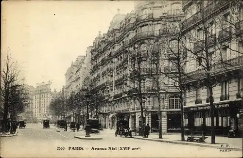 Ak Paris XVII, Avenue Niel, Post