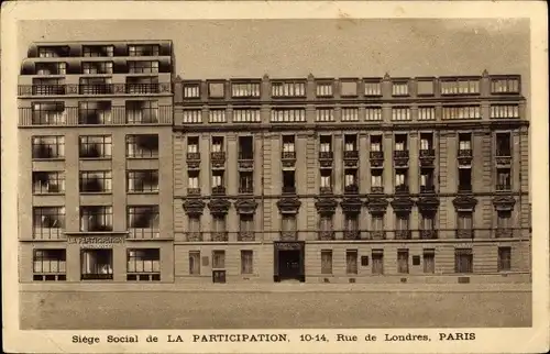 Ak Paris IX Opéra, Siege Social de la Participation, 10-14, Rue de Londres