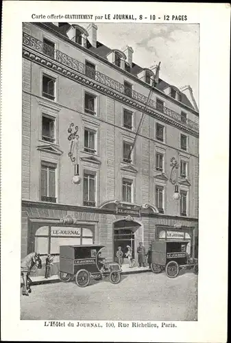 Ak Paris I. Arrondissement Louvre, L'Hotel de Journal, 100, Rue Richelieu