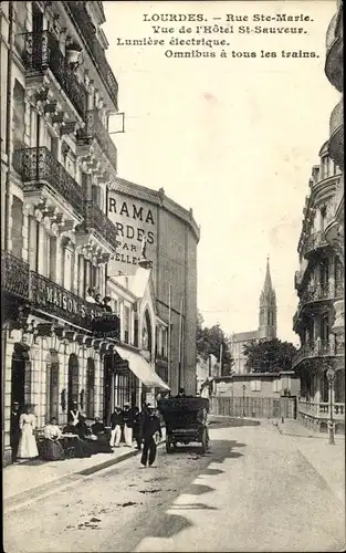 Ak Lourdes Hautes Pyrénées, Rue Ste Marie, Hotel St-Sauveur