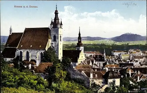 Ak Krems an der Donau in Niederösterreich, Stadtbild mit Kirche