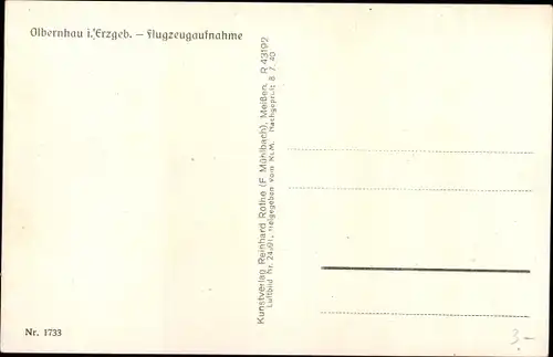 Ak Olbernhau im Erzgebirge, Fliegeraufnahme