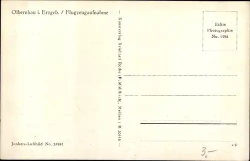 Ak Olbernhau im Erzgebirge, Fliegeraufnahme
