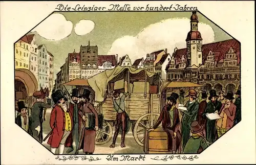 Ak Leipzig in Sachsen, Leipziger Messe, Am Markt, Händler
