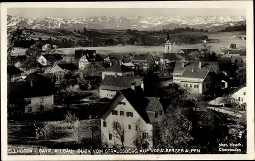 Ak Ellhofen Weiler Simmerberg im Allgäu, Panorama, Blick vom Straussberg, Alpen