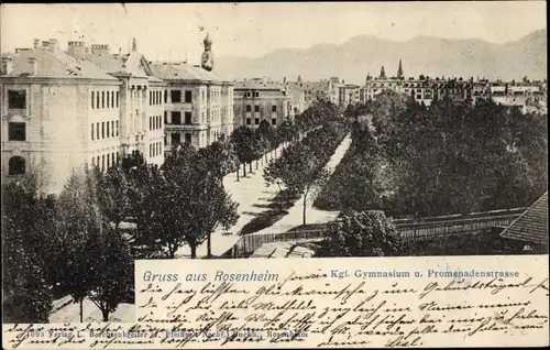 Ak Rosenheim Oberbayern, Kgl. Gymnasium, Promenadenstraße