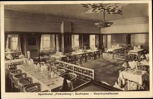 Ak Zschopau im Erzgebirge Sachsen, Sporthotel Finkenburg, Gesellschaftssaal