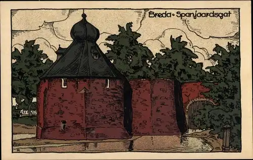 Steindruck Ak Breda Nordbrabant Niederlande, Spanjaardsgat