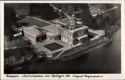 Ak Berliner Vorstadt Potsdam in Brandenburg, Marmorpalais, Heiliger See, Fliegeraufnahme