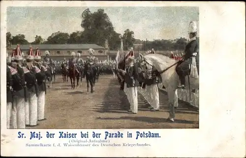Ak Potsdam in Brandenburg, Kaiser Wilhelm II. bei der Parade