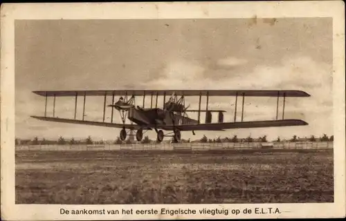 Ak Flugzeug, De aankomst van het eerste Engelsche vliegtuig op de ELTA