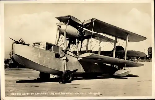 Ak Niederländisches Wasserflugzeug, Für Wasser und Land, Einklappbare Flügel