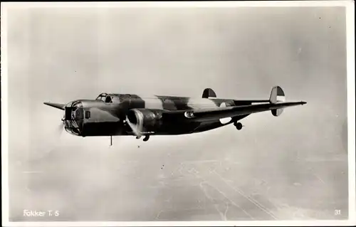 Ak Niederländisches Militärflugzeug Fokker T5