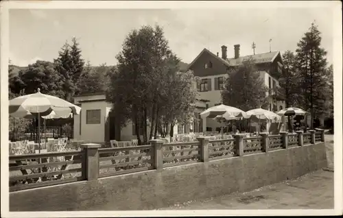 Ak Oberammergau in Oberbayern, Cafe und Pension Heimgarten