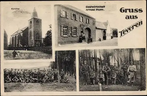 Ak Teveren Geilenkirchen Nordrhein Westfalen, Belgische Soldaten, Gastwirtschaft