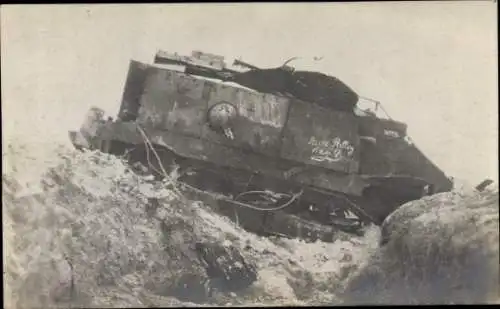 Foto Ak Frankreich Aisne Stellung 1917, Französischer Panzer Typ Schneider CA 1, I WK