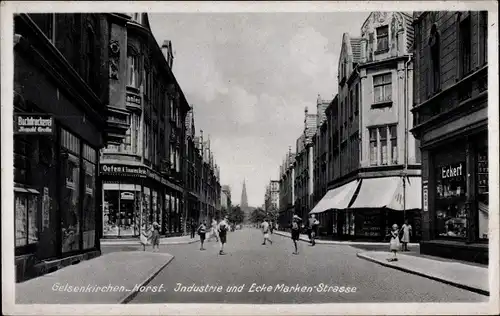 Ak Horst Gelsenkirchen im Ruhrgebiet, Industriestraße, Ecke Marken Straße, Buchdruckerei, Handlung