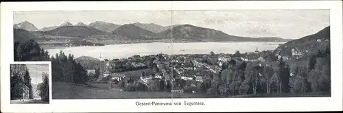 Klapp Ak Tegernsee in Oberbayern, Panorama der Stadt, Kolonialwarenhandlung