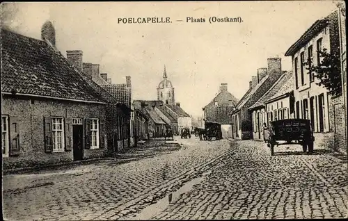 Ak Langemark Poelkapelle Westflandern, Plaats, oostkant, Blick über einen Platz