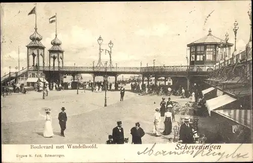 Ak Scheveningen Den Haag Südholland, Boulevard met Wandelhoofd