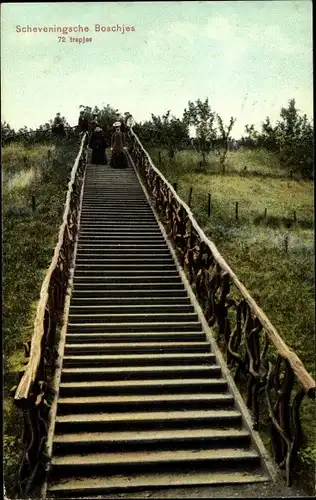 Ak Scheveningen Den Haag Südholland, Scheveningsche Boschjes, 72 trapjes, Treppenaufgang