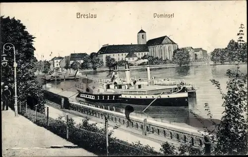 Ak Wrocław Breslau Schlesien, Dominsel
