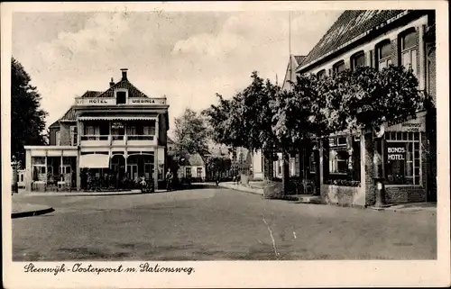 Ak Steenwijk Steenwijkerland Overijssel, Oosterpoort met Stationsweg