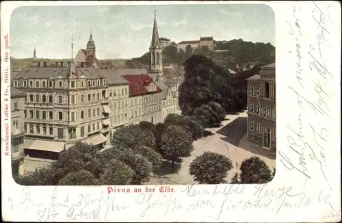 Ak Pirna an der Elbe, Straßenpartie