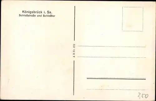 Ak Königsbrück in der Oberlausitz, Schlossstraße und Schlosstor, Passanten