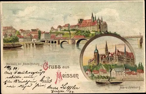 Litho Meißen in Sachsen, Albrechtsburg