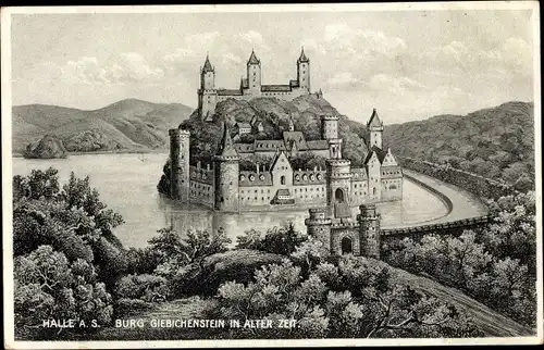 Ak Giebichenstein Halle an der Saale, Burg Giebichenstein in alter Zeit