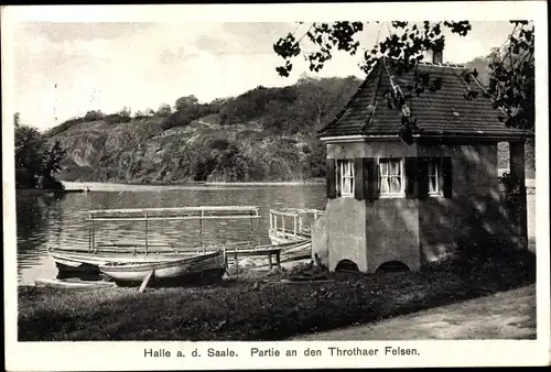 Ak Halle an der Saale, Partie an den Throthaer Felsen